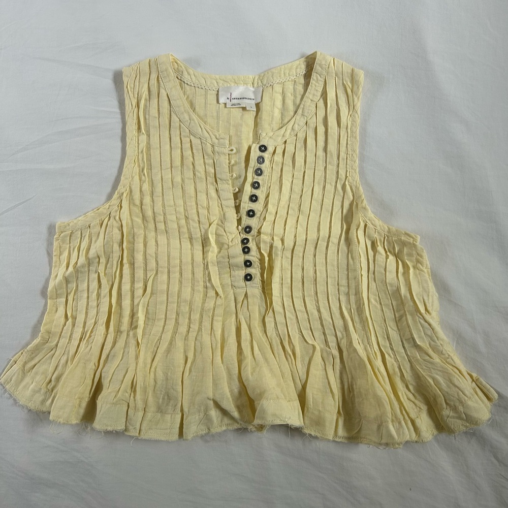 Anthropologie, The Lottie Pleated Linen Tank